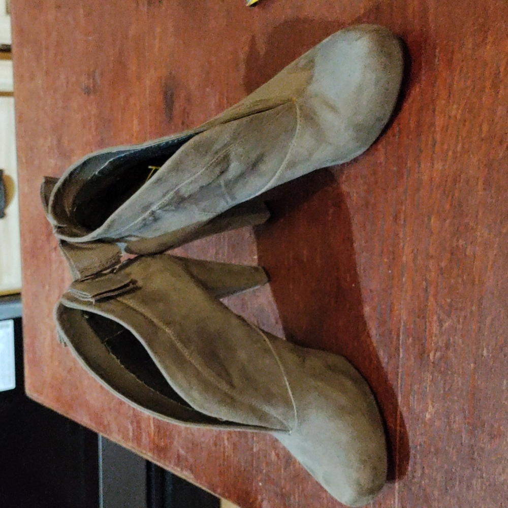 G by Guess grey suede bootie heels size 7.5